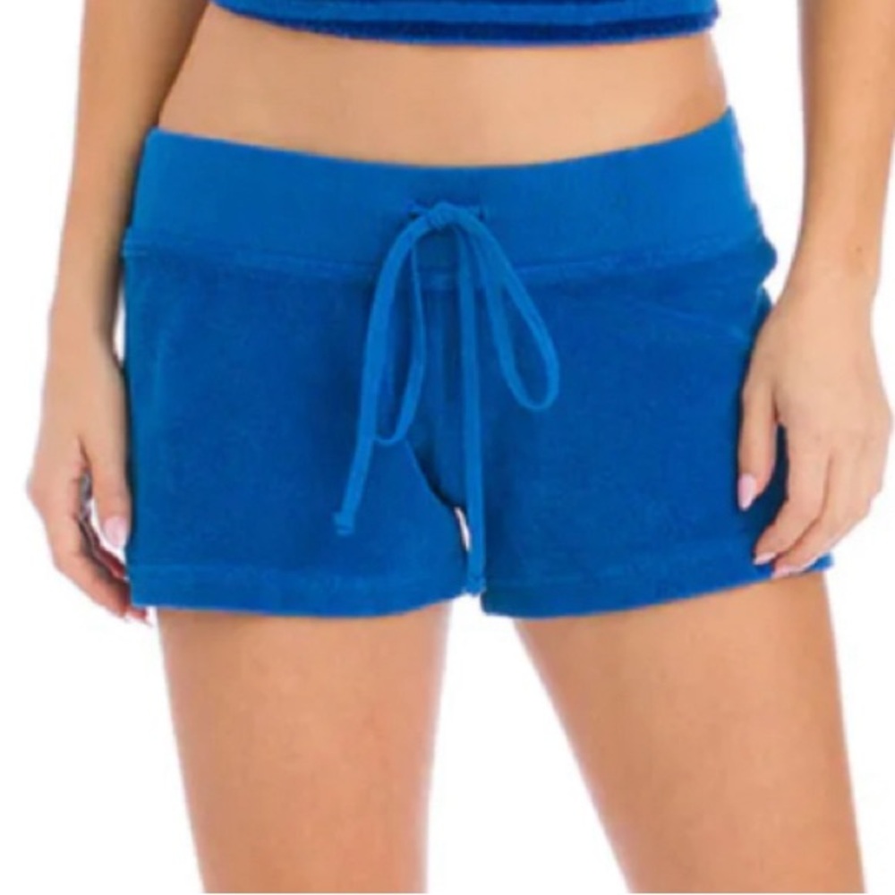 Royal blue terry hard tail shorts